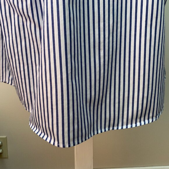 MICHAEL Michael Kors Men’s 16 1/2 Shirt Blue and White Stripes Button Down Long - Picture 8 of 9